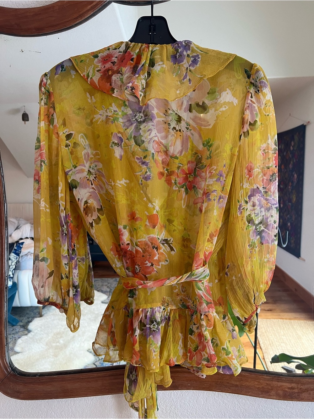Lauren Ralph Lauren Floral Silk Top - Yellow & Coral - Picture 2 of 5